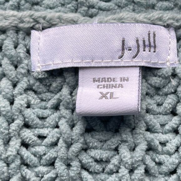 J.Jill Loose Knit, Dusty Blue/Teal Scoop-neck Oversize Sweater, Size XL - Picture 3 of 8